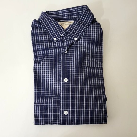 Duluth Trading Co Wrinklefighter Blue Plaid Button Down Shirt Men's Large - Picture 3 of 5